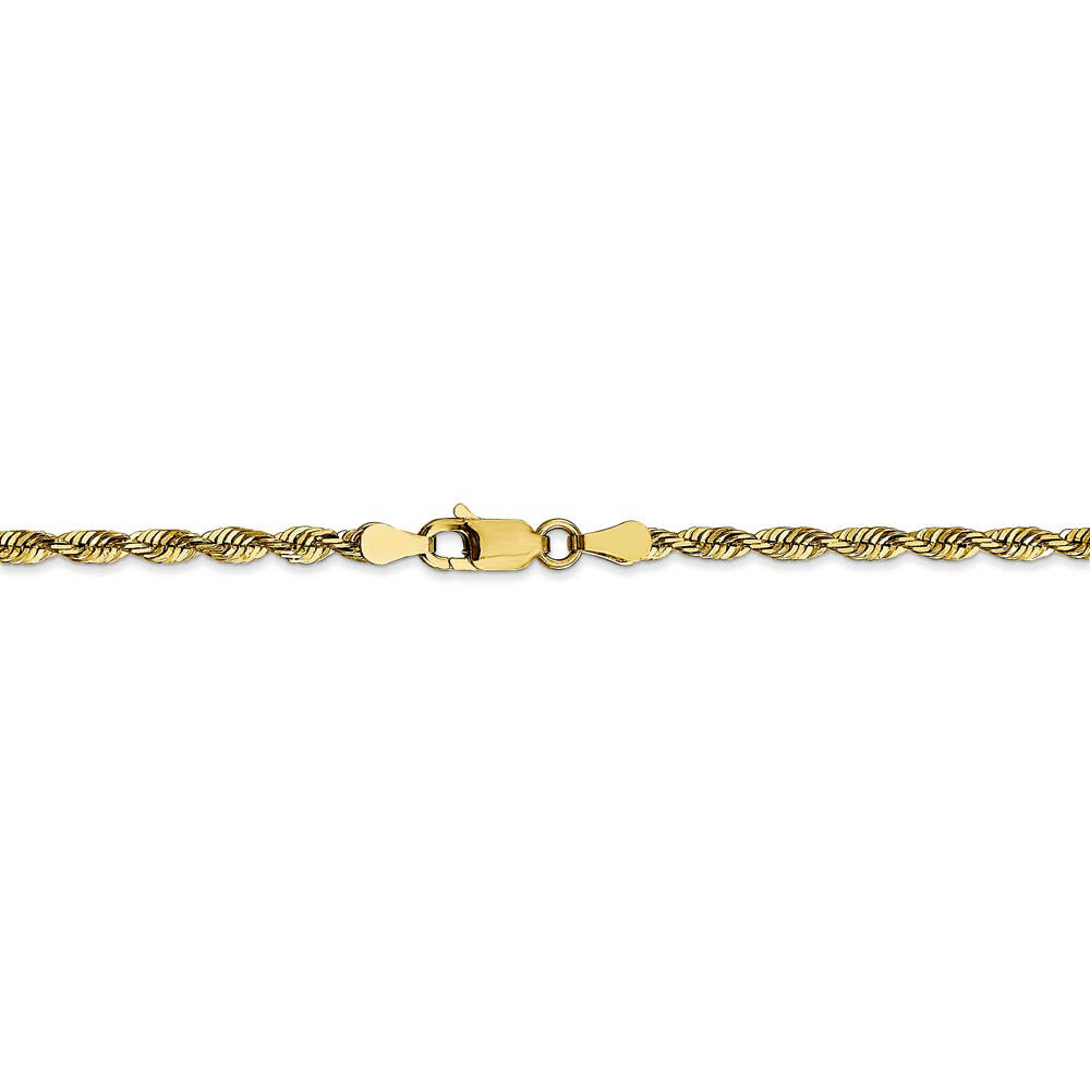 Alternate view of the 2.75mm, 10k Yellow Gold Lightweight D/C Rope Chain Bracelet by The Black Bow Jewelry Co.