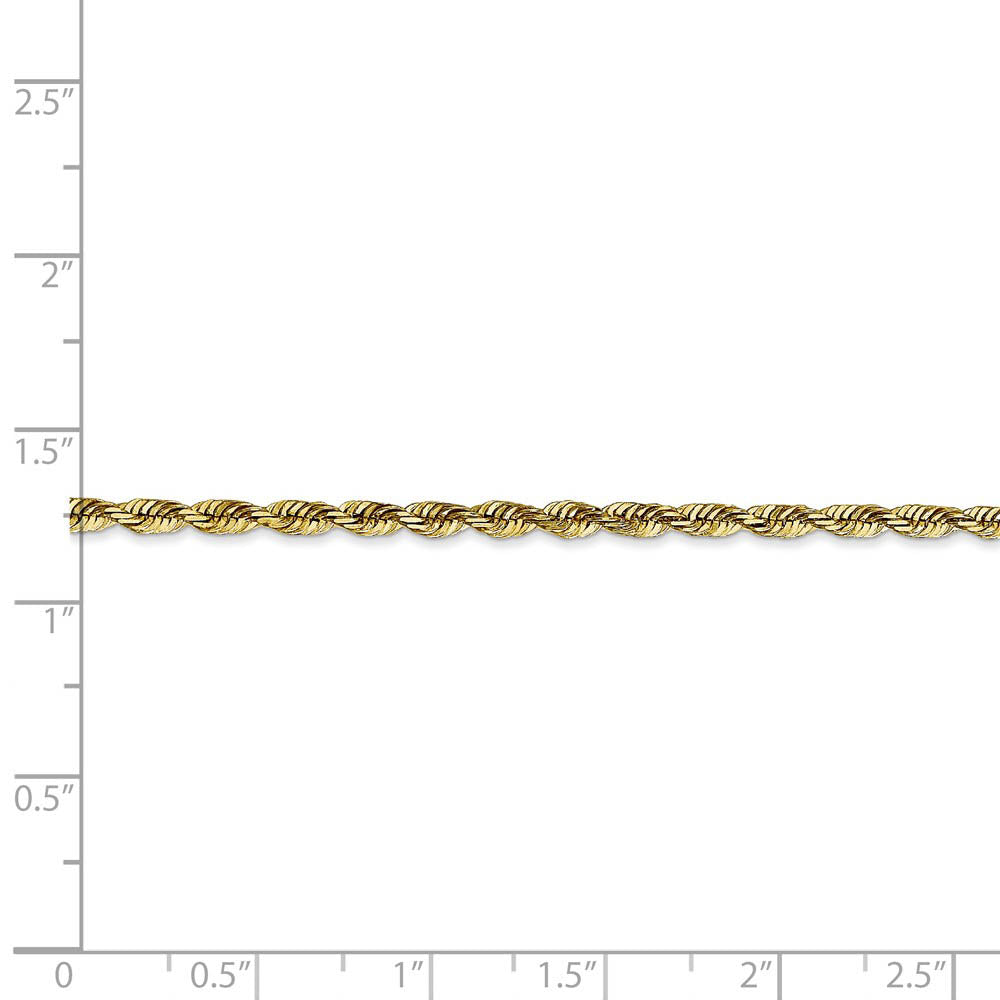 Alternate view of the 2.75mm, 10k Yellow Gold Lightweight D/C Rope Chain Bracelet by The Black Bow Jewelry Co.