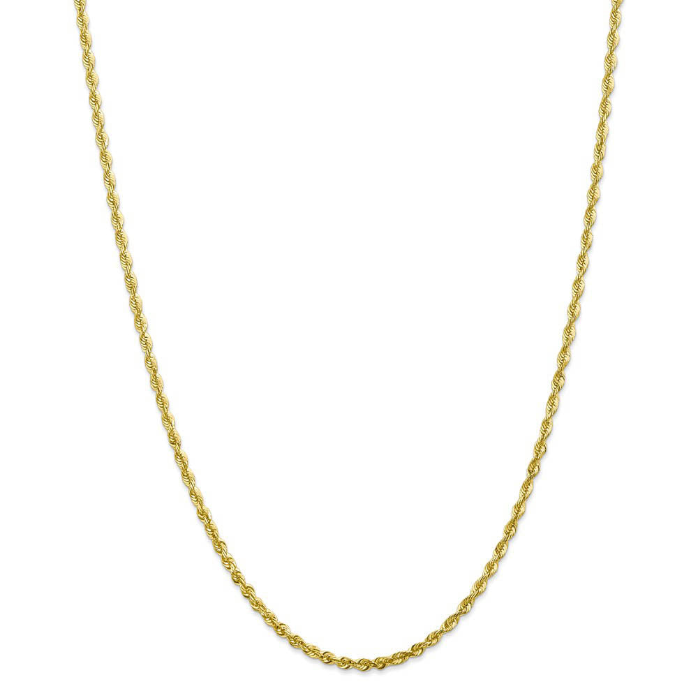 Alternate view of the 2.75mm, 10k Yellow Gold Lightweight D/C Rope Chain Necklace by The Black Bow Jewelry Co.
