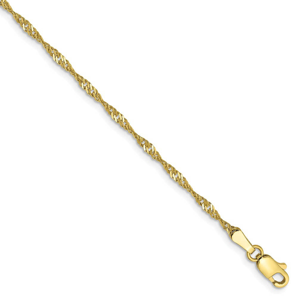 1.7mm, 10k Yellow Gold, Singapore Chain Anklet or Bracelet, Item C8982-B by The Black Bow Jewelry Co.