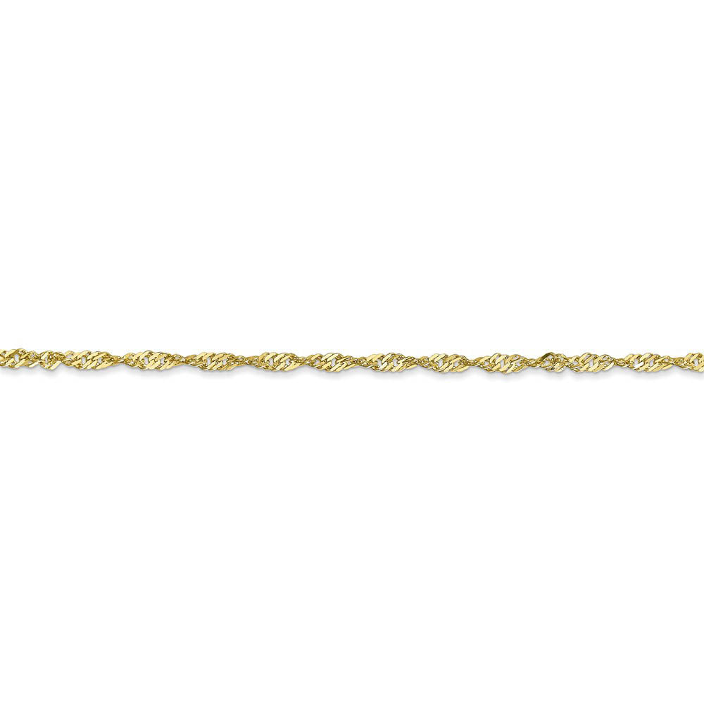 Alternate view of the 1.7mm, 10k Yellow Gold, Singapore Chain Anklet or Bracelet by The Black Bow Jewelry Co.