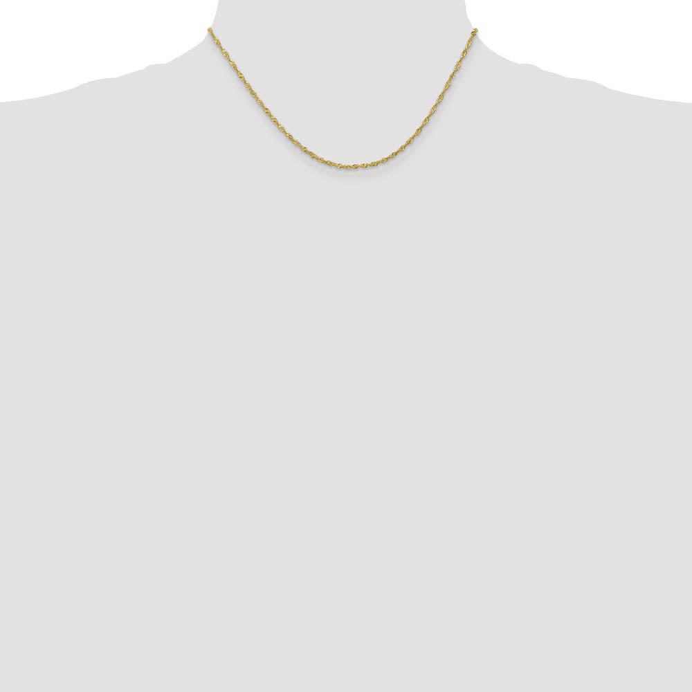 Alternate view of the 1.7mm, 10k Yellow Gold, Singapore Chain Necklace by The Black Bow Jewelry Co.