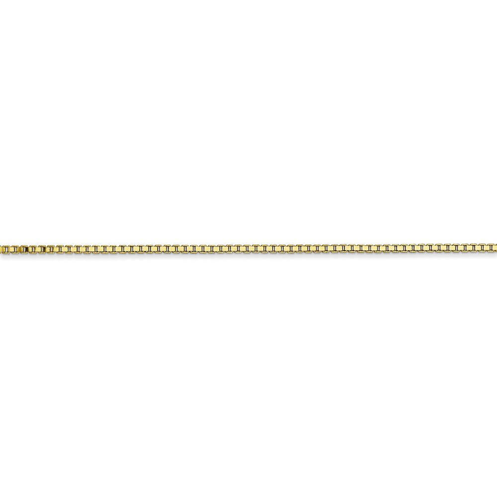 Alternate view of the 1.1mm, 10k Yellow Gold, Box Chain Anklet, 9 Inch by The Black Bow Jewelry Co.