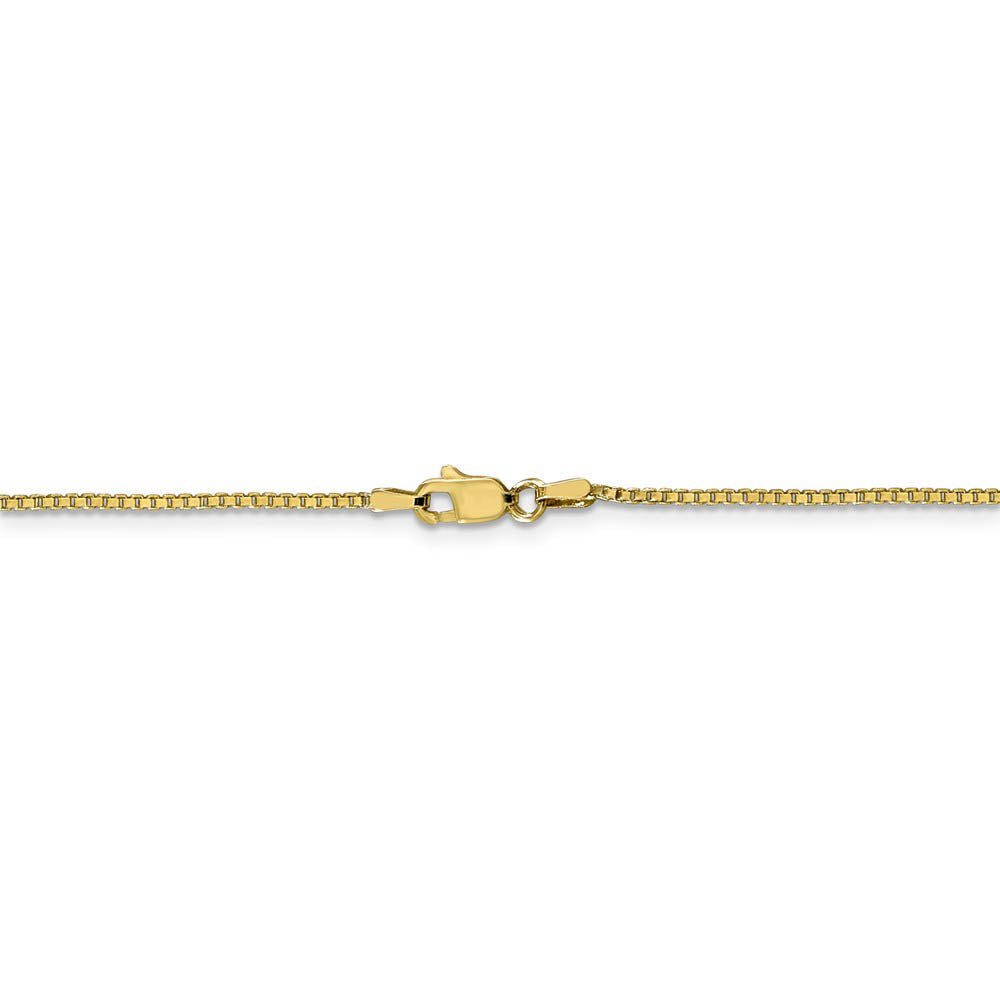 Alternate view of the 1.1mm, 10k Yellow Gold, Box Chain Anklet, 9 Inch by The Black Bow Jewelry Co.