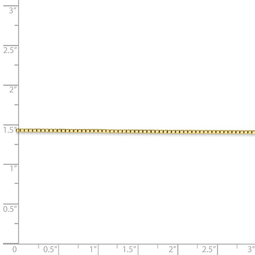 Alternate view of the 1.25mm, 10k Yellow Gold, Box Chain Anklet, 9 Inch by The Black Bow Jewelry Co.