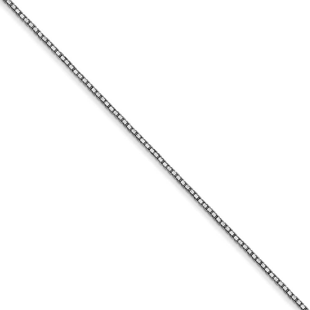0.9mm, 10k White Gold, Box Chain Necklace