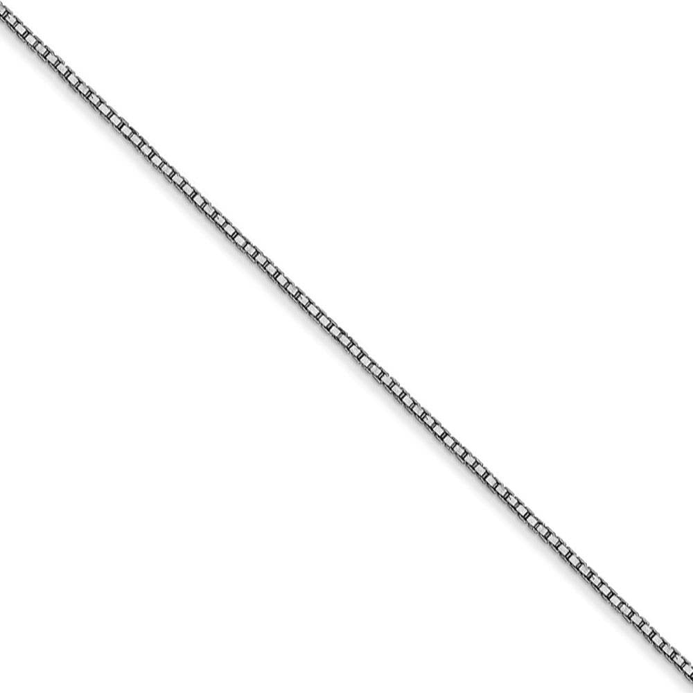 0.9mm, 10k White Gold, Box Chain Necklace