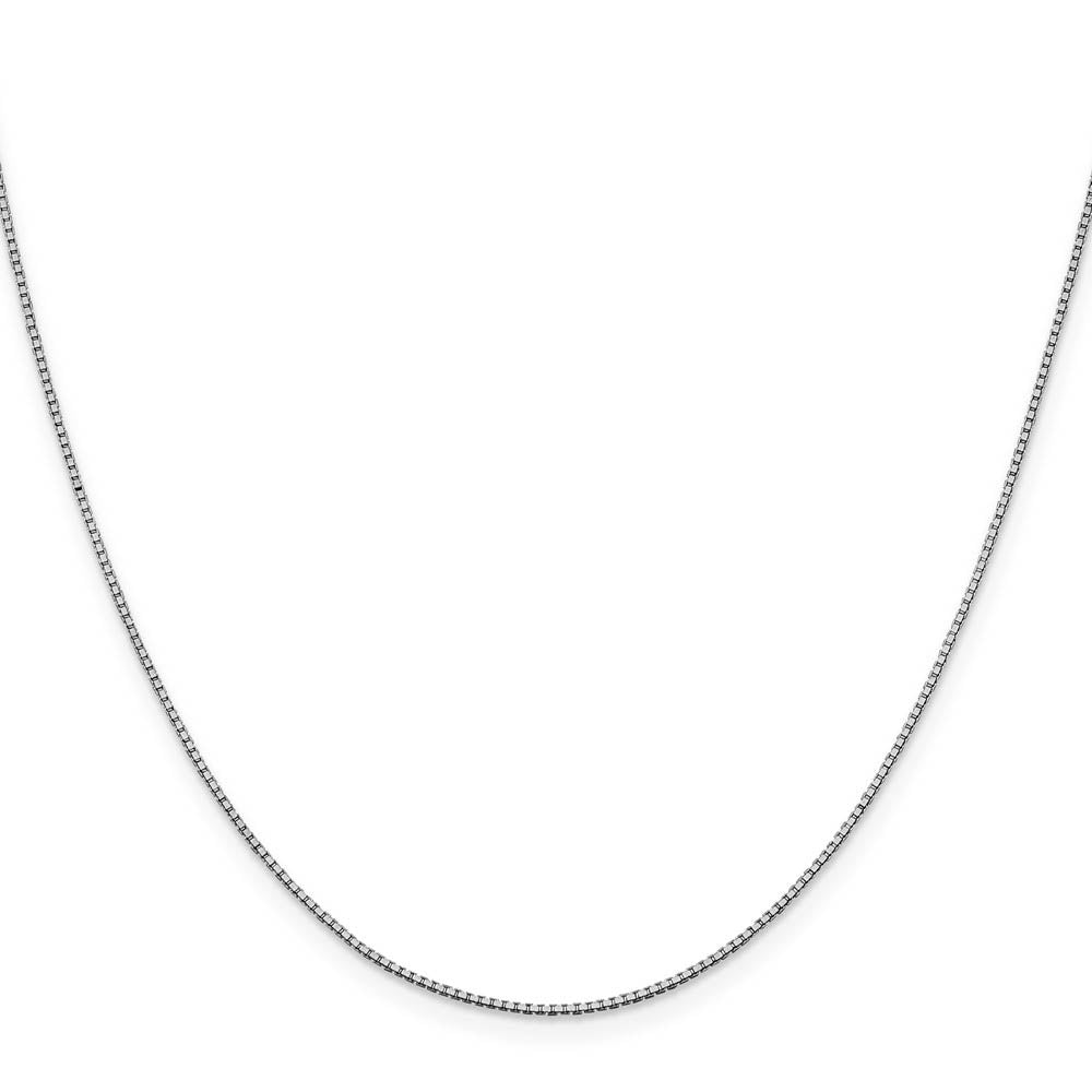Alternate view of the 1mm, 10k White Gold, Box Chain Necklace by The Black Bow Jewelry Co.