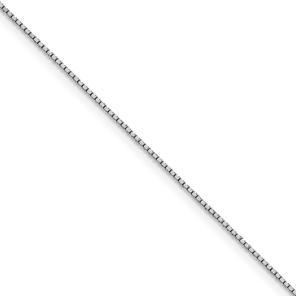 1mm, 10k White Gold, Box Chain Necklace