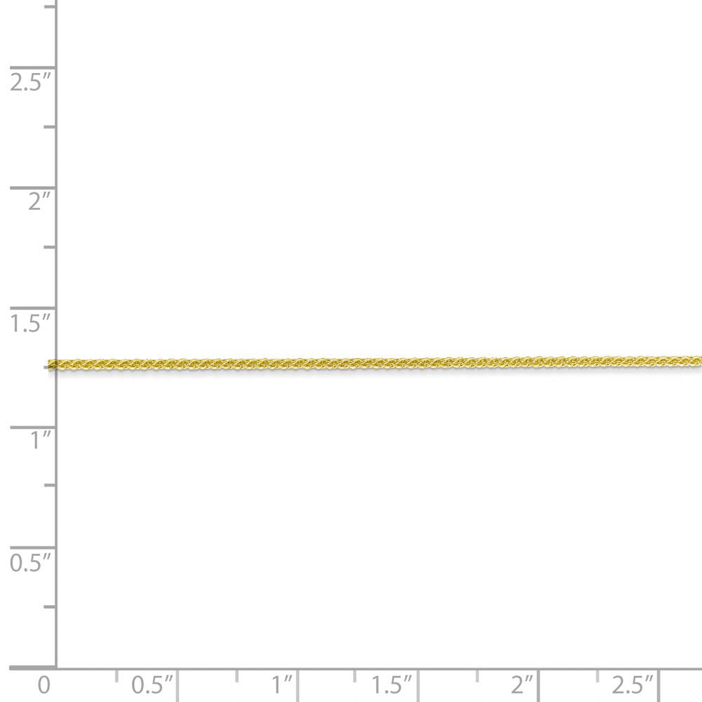 Alternate view of the 1mm, 10k Yellow Gold, Solid Spiga Chain Anklet or Bracelet by The Black Bow Jewelry Co.