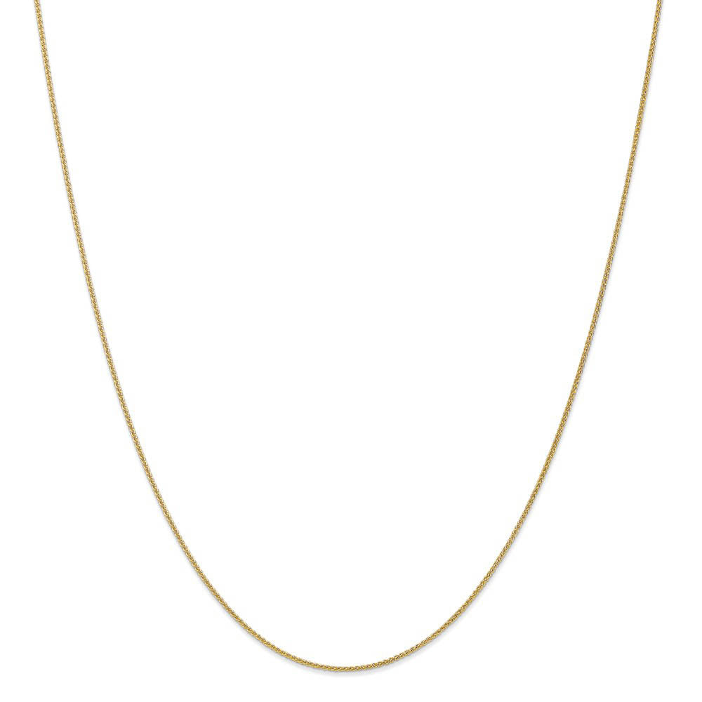 Alternate view of the 1mm, 10k Yellow Gold, Solid Spiga Chain Necklace by The Black Bow Jewelry Co.