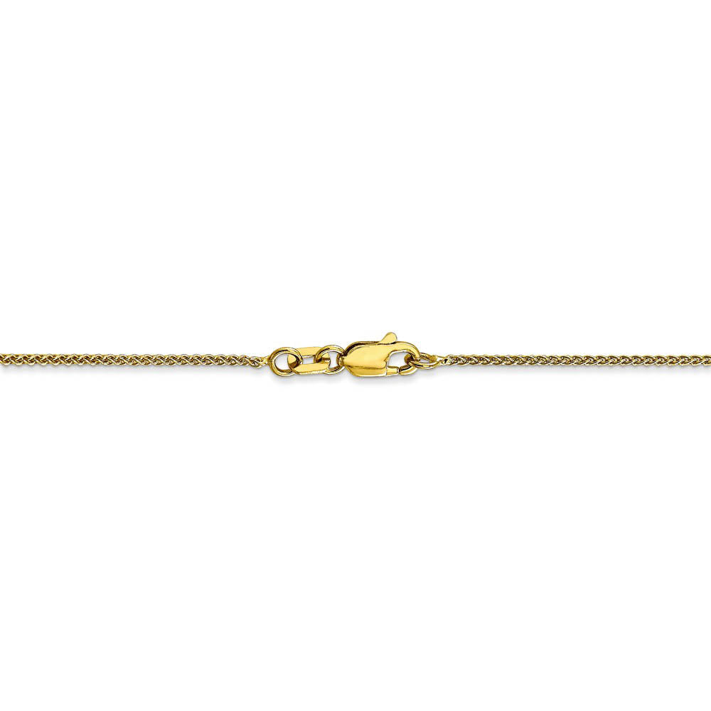 Alternate view of the 1mm, 10k Yellow Gold, Solid Spiga Chain Necklace by The Black Bow Jewelry Co.