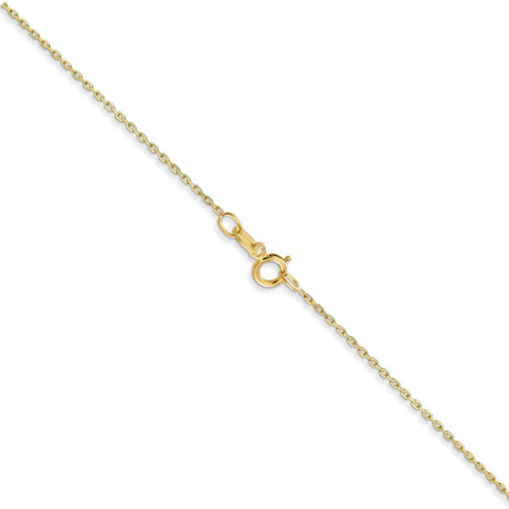 Alternate view of the 0.8mm, 10k Yellow Gold, Diamond Cut Cable Chain Necklace by The Black Bow Jewelry Co.