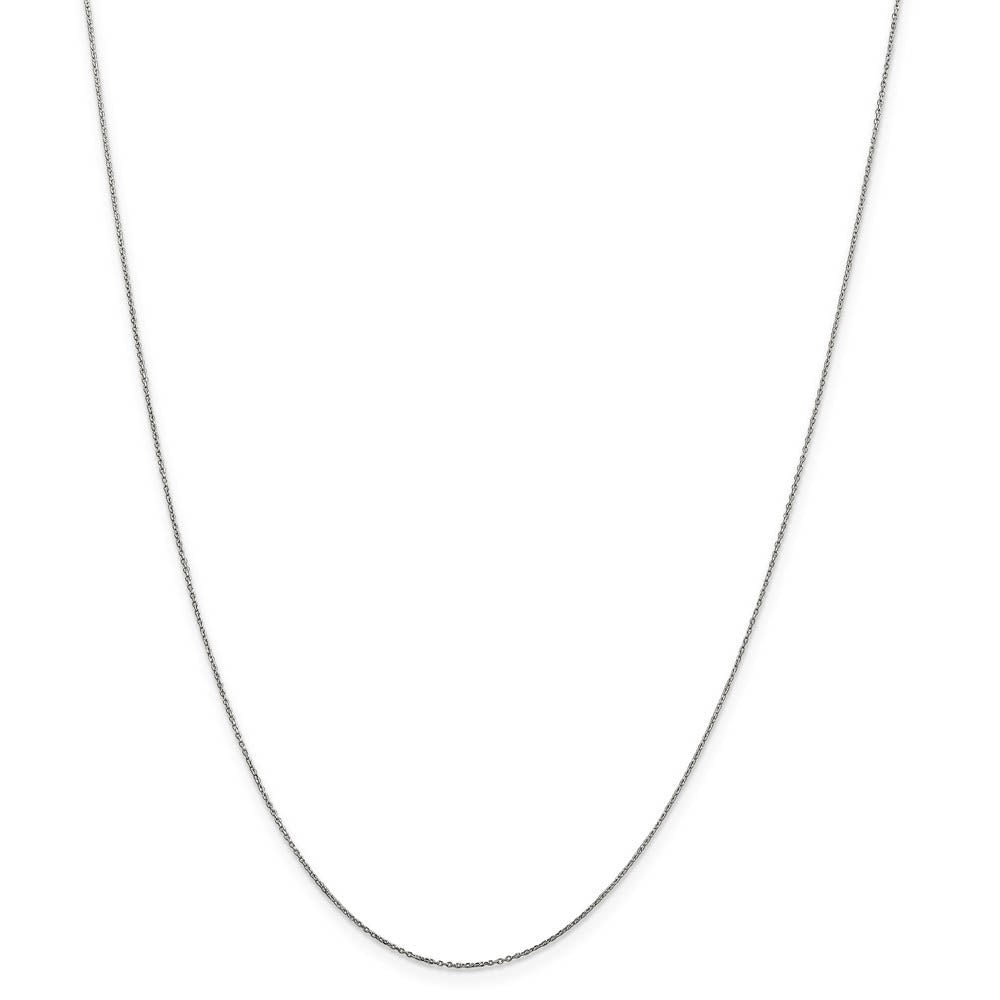 Alternate view of the 0.6mm, 10k White Gold, Diamond Cut Cable Chain Necklace by The Black Bow Jewelry Co.