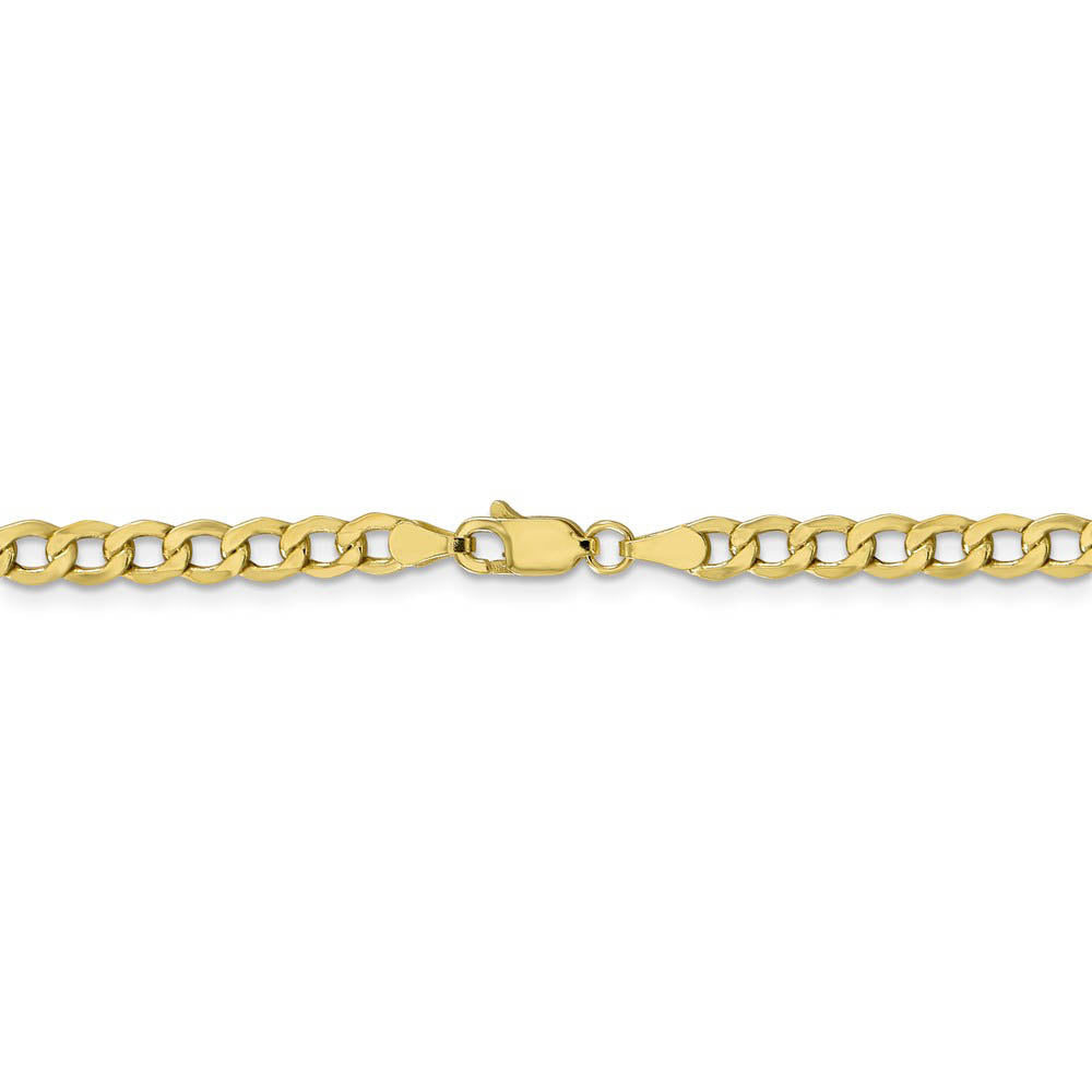 Alternate view of the 4.3mm, 10k Yellow Gold Hollow Curb Link Chain Bracelet by The Black Bow Jewelry Co.