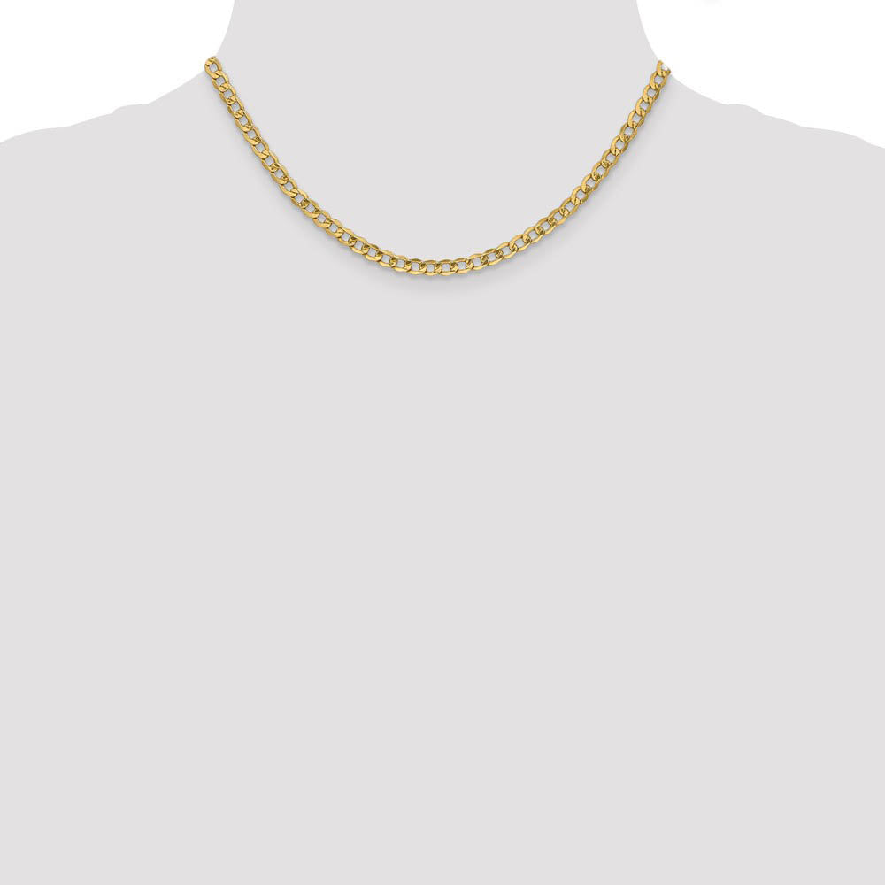 Alternate view of the 4.3mm, 10k Yellow Gold Hollow Curb Link Chain Necklace by The Black Bow Jewelry Co.