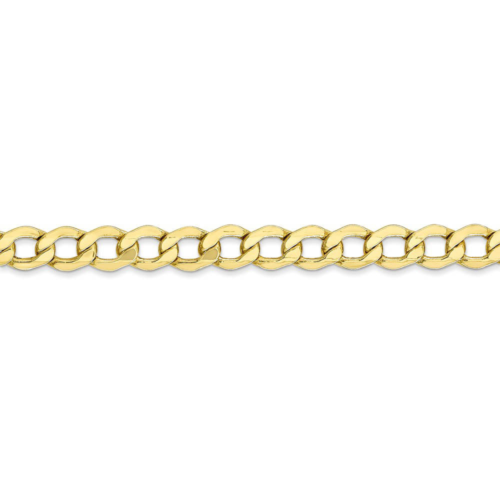 Alternate view of the 5.25mm, 10k Yellow Gold Hollow Curb Link Chain Bracelet by The Black Bow Jewelry Co.