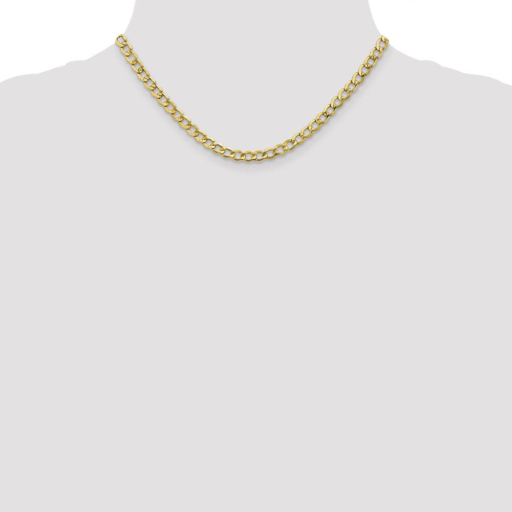 Alternate view of the 5.25mm, 10k Yellow Gold Hollow Curb Link Chain Necklace by The Black Bow Jewelry Co.