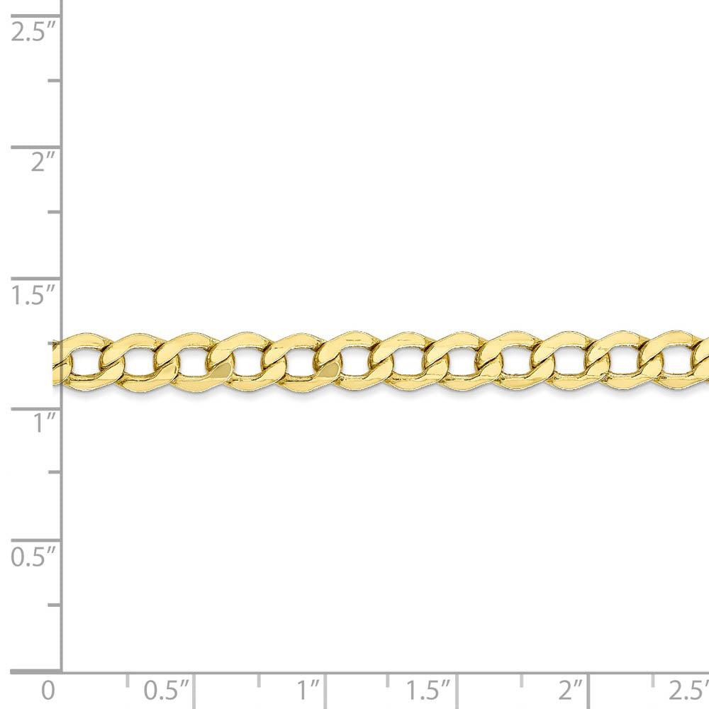 Alternate view of the 5.25mm, 10k Yellow Gold Hollow Curb Link Chain Necklace by The Black Bow Jewelry Co.