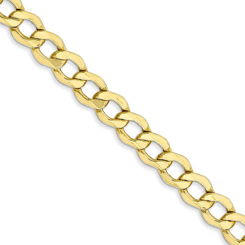 5.25mm, 10k Yellow Gold Hollow Curb Link Chain Necklace