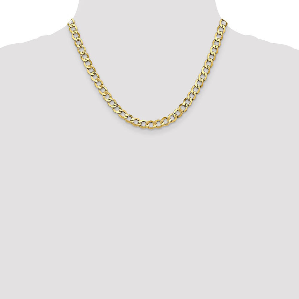 Alternate view of the Men's 6.5mm, 10k Yellow Gold Hollow Curb Link Chain Necklace by The Black Bow Jewelry Co.