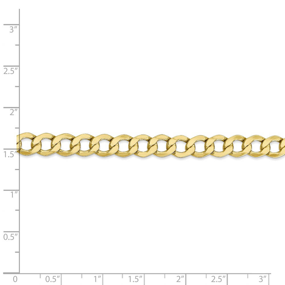 Alternate view of the Men's 6.5mm, 10k Yellow Gold Hollow Curb Link Chain Necklace by The Black Bow Jewelry Co.