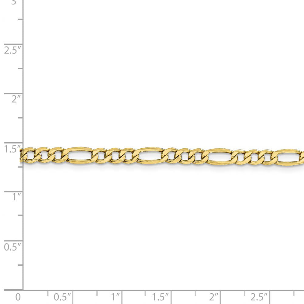 Alternate view of the 4.5mm, 10k Yellow Gold Hollow Figaro Chain Bracelet by The Black Bow Jewelry Co.