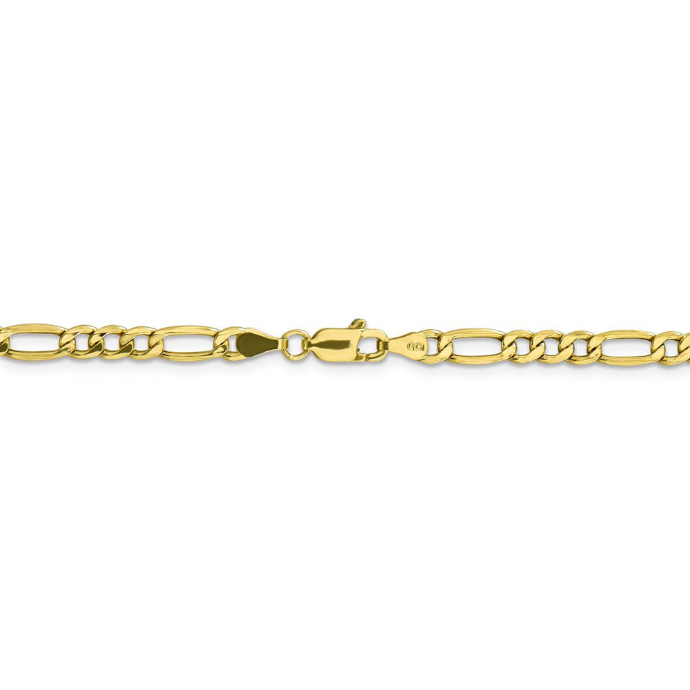 Alternate view of the 4.5mm, 10k Yellow Gold Hollow Figaro Chain Necklace by The Black Bow Jewelry Co.