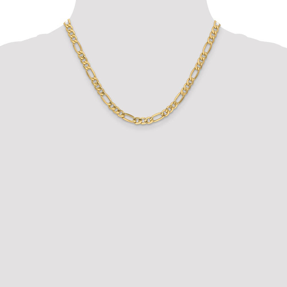 Alternate view of the Men's 6.25mm, 10k Yellow Gold Hollow Figaro Chain Necklace by The Black Bow Jewelry Co.