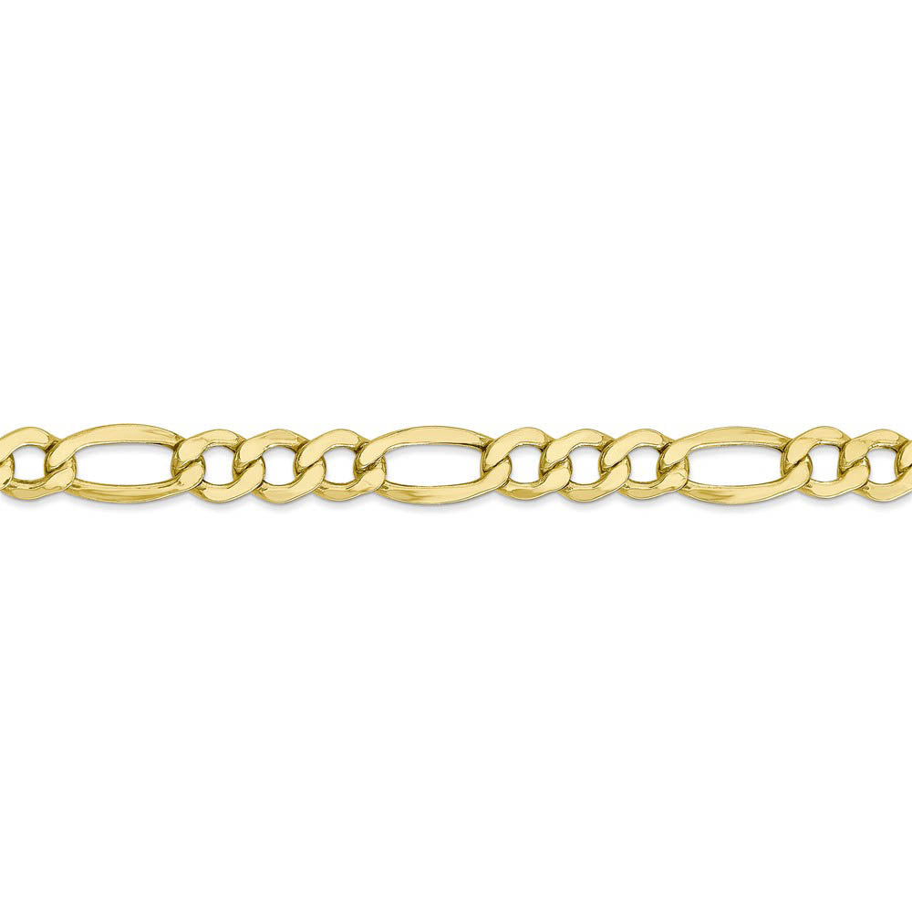 Alternate view of the Men's 7.3mm, 10k Yellow Gold Hollow Figaro Chain Bracelet by The Black Bow Jewelry Co.