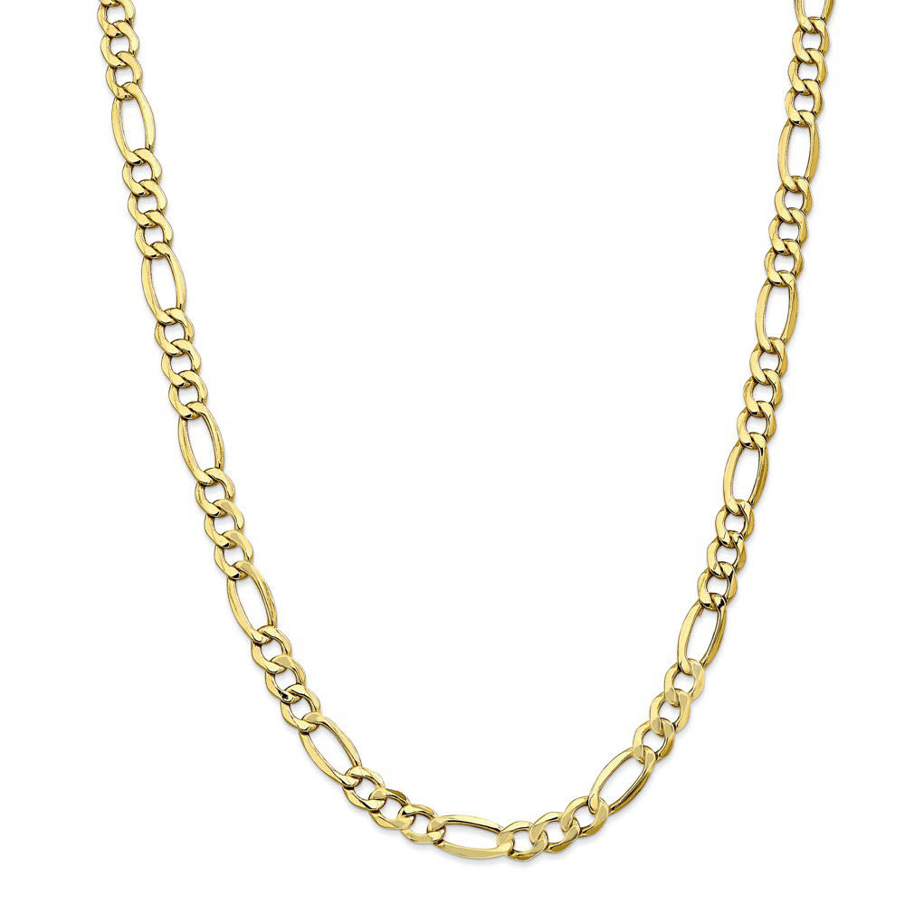Alternate view of the Men's 7.3mm, 10k Yellow Gold Hollow Figaro Chain Necklace by The Black Bow Jewelry Co.