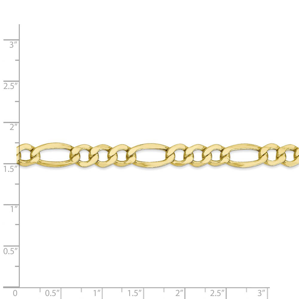 Alternate view of the Men's 7.3mm, 10k Yellow Gold Hollow Figaro Chain Necklace by The Black Bow Jewelry Co.