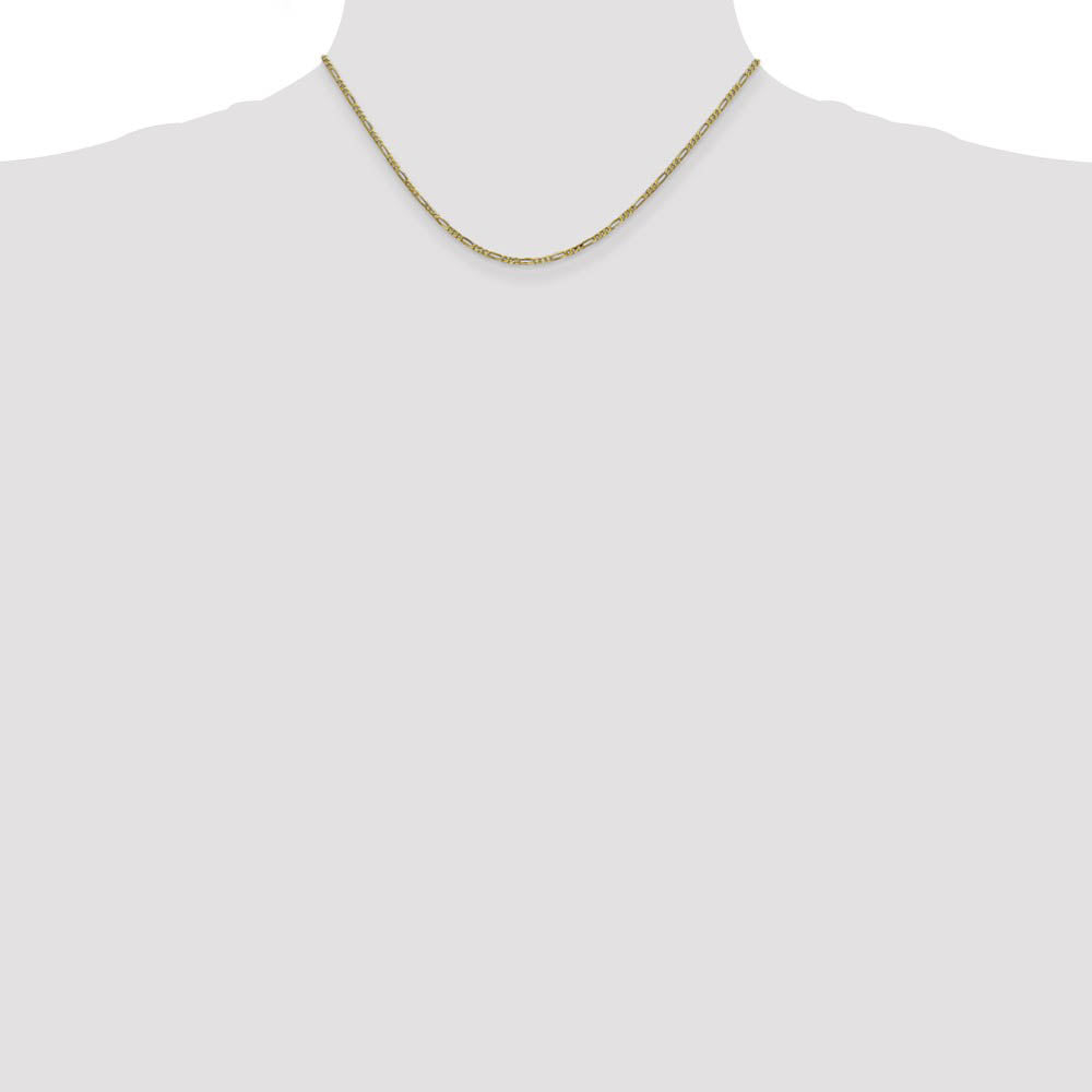 Alternate view of the 1.75mm, 10k Yellow Gold, Solid Concave Figaro Chain Necklace by The Black Bow Jewelry Co.