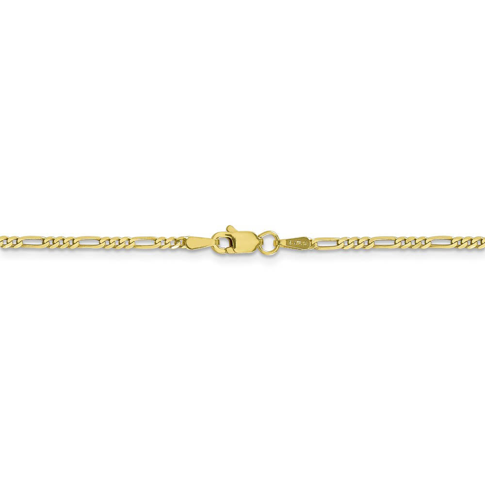 Alternate view of the 1.75mm, 10k Yellow Gold, Solid Concave Figaro Chain Necklace by The Black Bow Jewelry Co.