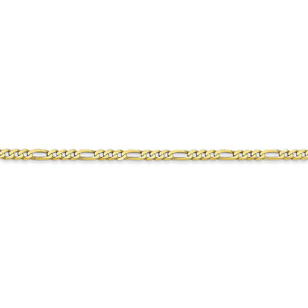 Alternate view of the 2.2mm, 10k Yellow Gold, Solid Concave Figaro Chain Bracelet by The Black Bow Jewelry Co.