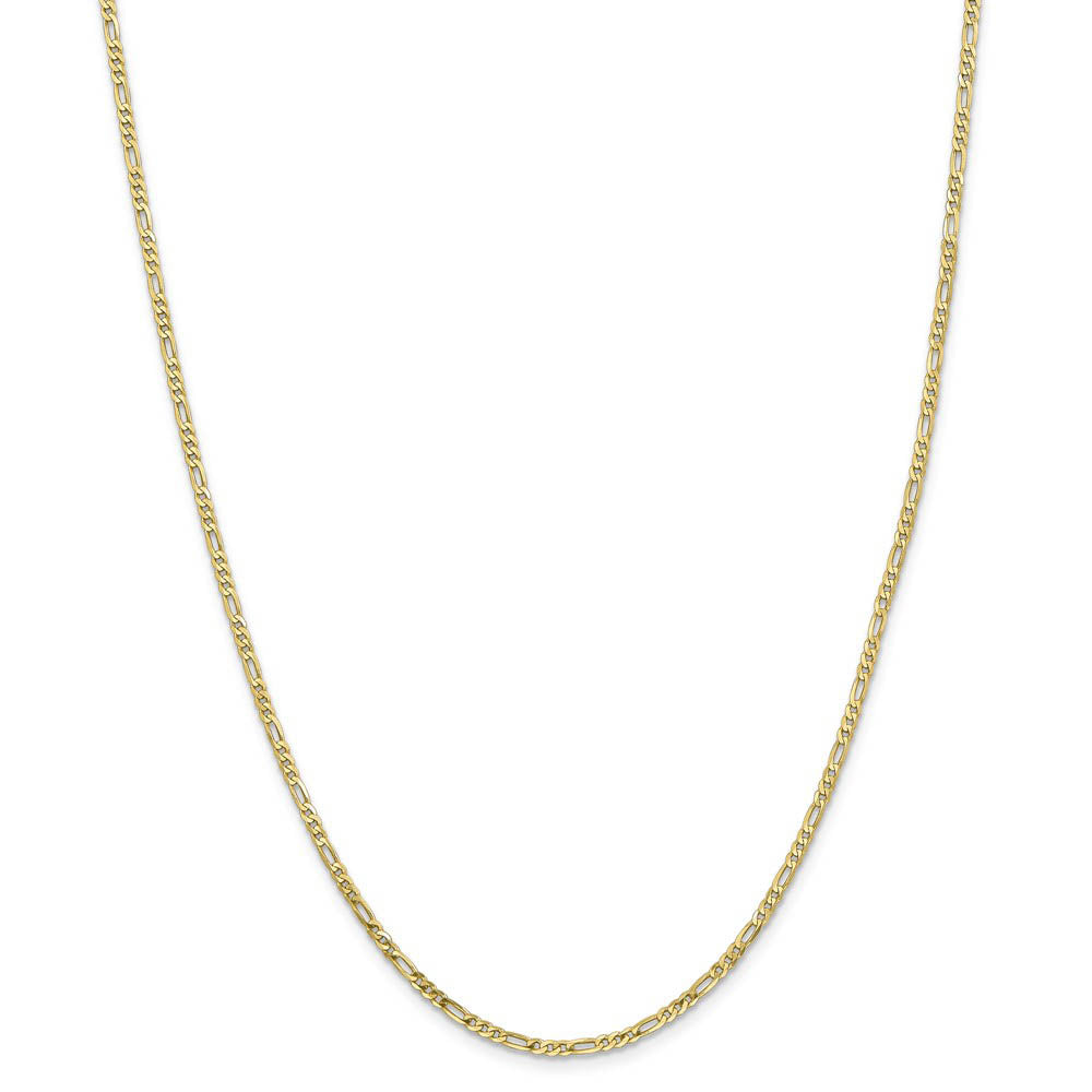 Alternate view of the 2.2mm, 10k Yellow Gold, Solid Concave Figaro Chain Necklace by The Black Bow Jewelry Co.