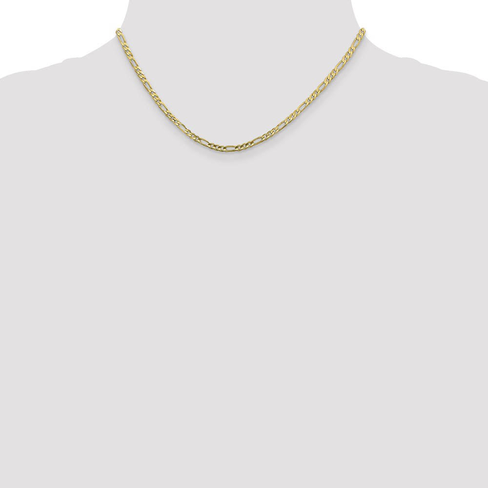 Alternate view of the 3mm, 10k Yellow Gold, Concave Figaro Chain Necklace by The Black Bow Jewelry Co.