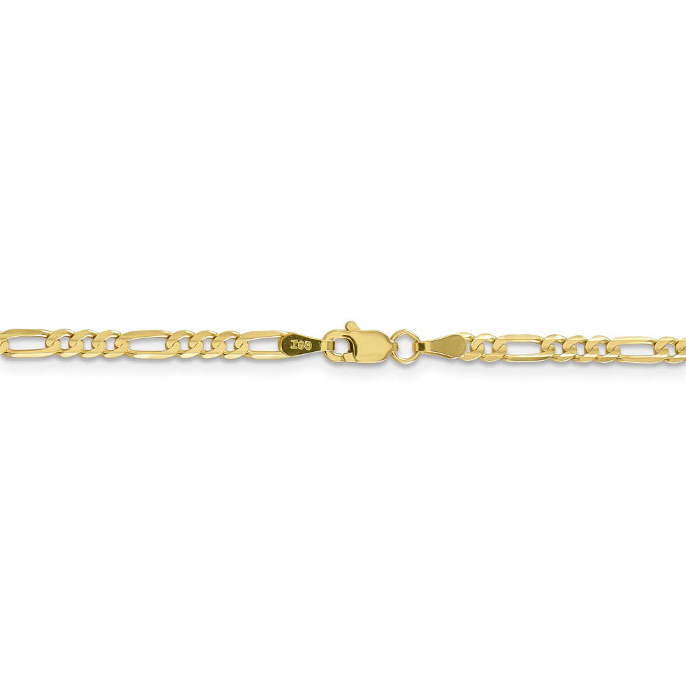 Alternate view of the 3mm, 10k Yellow Gold, Concave Figaro Chain Necklace by The Black Bow Jewelry Co.