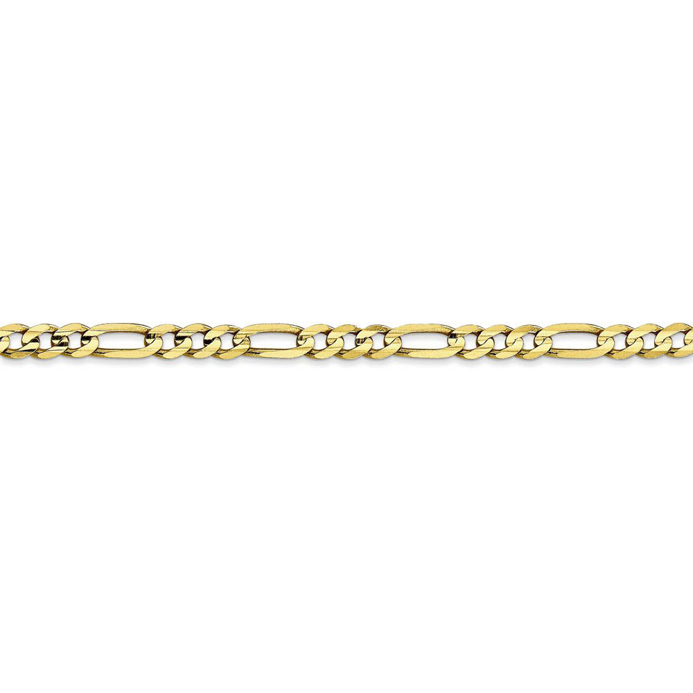 Alternate view of the 4mm, 10k Yellow Gold, Concave Figaro Chain Bracelet by The Black Bow Jewelry Co.
