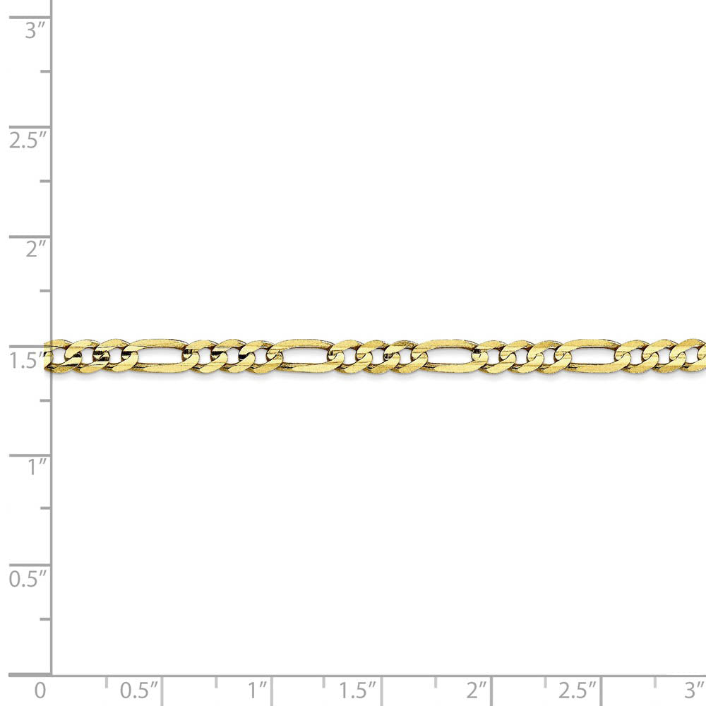 Alternate view of the 4mm, 10k Yellow Gold, Concave Figaro Chain Bracelet by The Black Bow Jewelry Co.