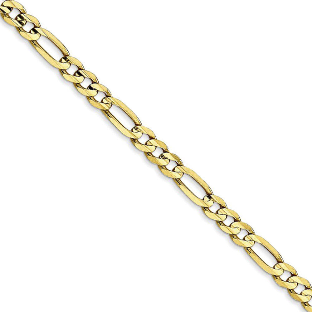4mm, 10k Yellow Gold, Concave Figaro Chain Necklace