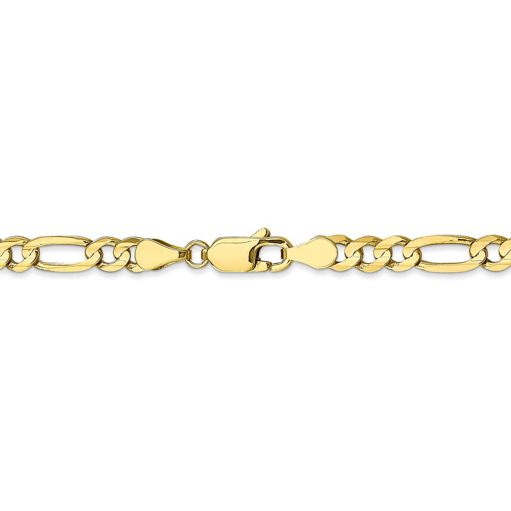 Alternate view of the 4.5mm, 10k Yellow Gold, Concave Figaro Chain Bracelet by The Black Bow Jewelry Co.