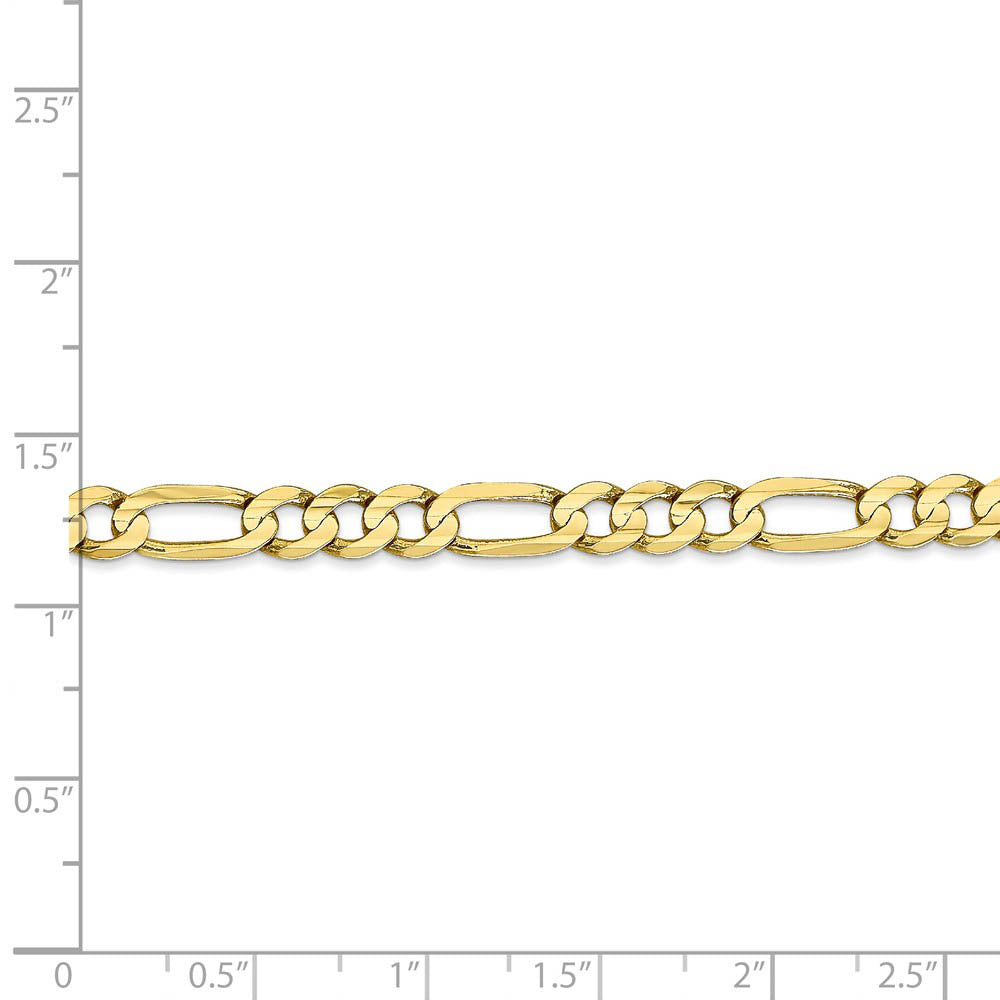 Alternate view of the 5.5mm, 10k Yellow Gold, Concave Figaro Chain Bracelet by The Black Bow Jewelry Co.
