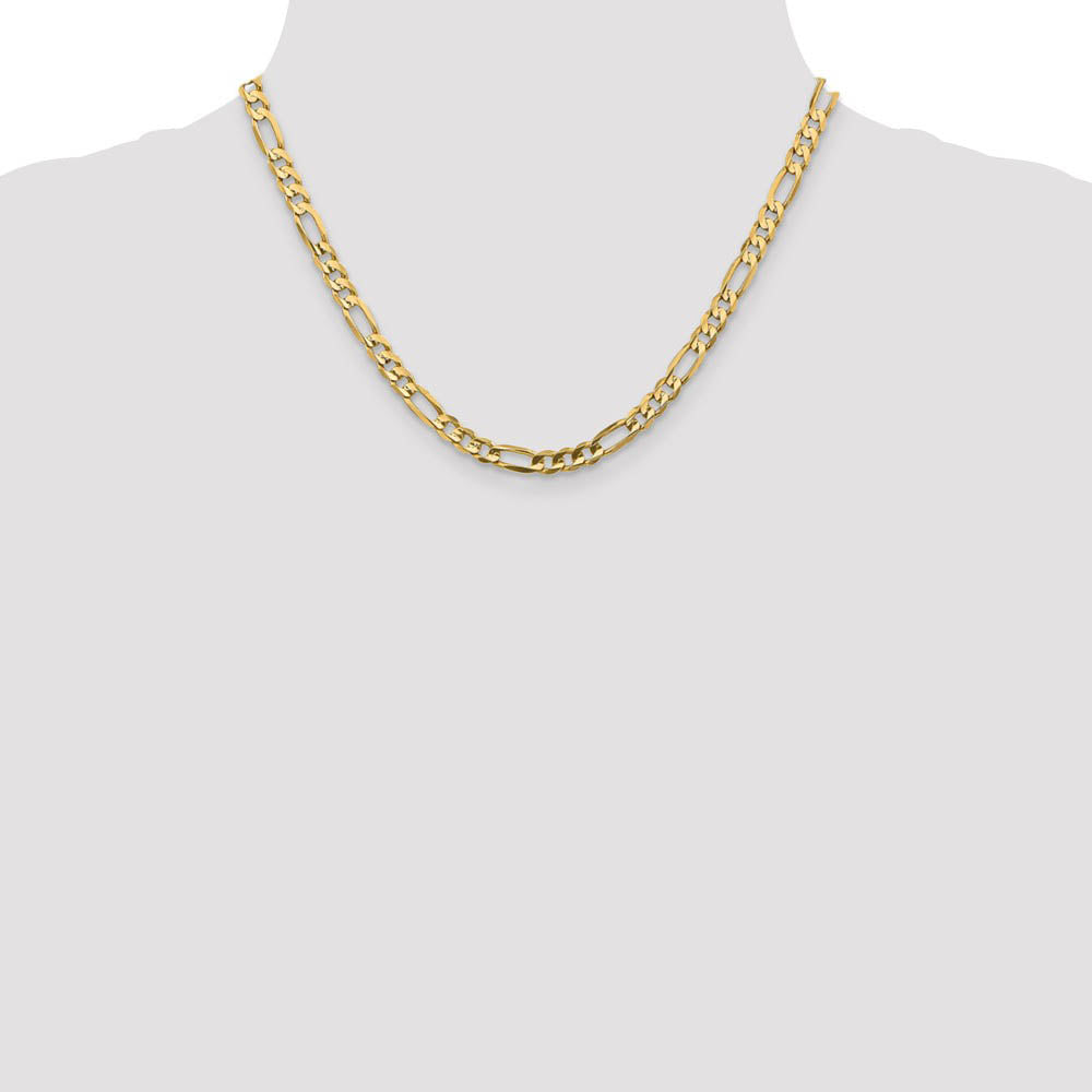 Alternate view of the 5.5mm, 10k Yellow Gold, Concave Figaro Chain Necklace by The Black Bow Jewelry Co.