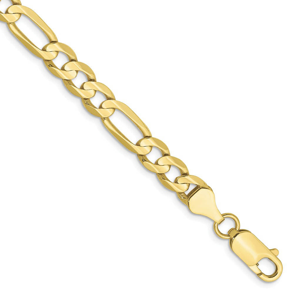 Men's 6mm, 10k Yellow Gold, Concave Figaro Chain Bracelet, Item C9023-B by The Black Bow Jewelry Co.