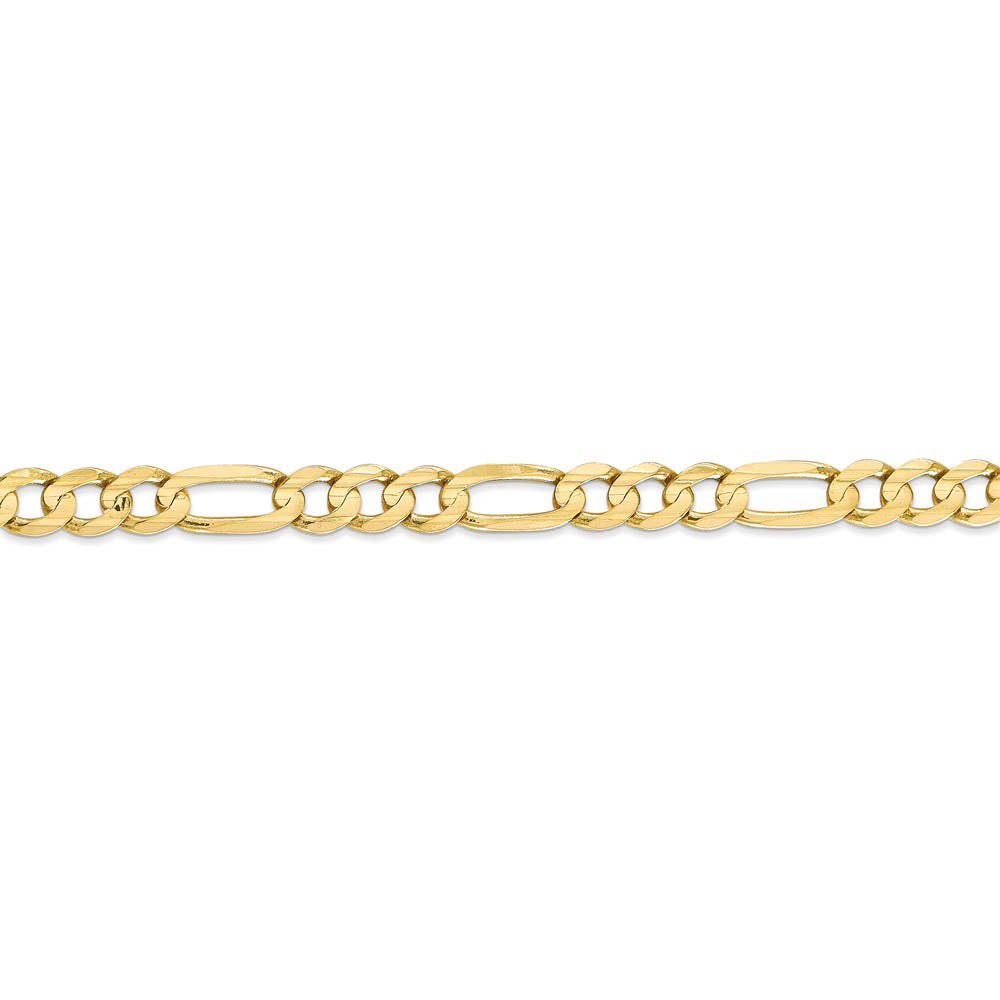 Alternate view of the Men's 6mm, 10k Yellow Gold, Concave Figaro Chain Bracelet by The Black Bow Jewelry Co.