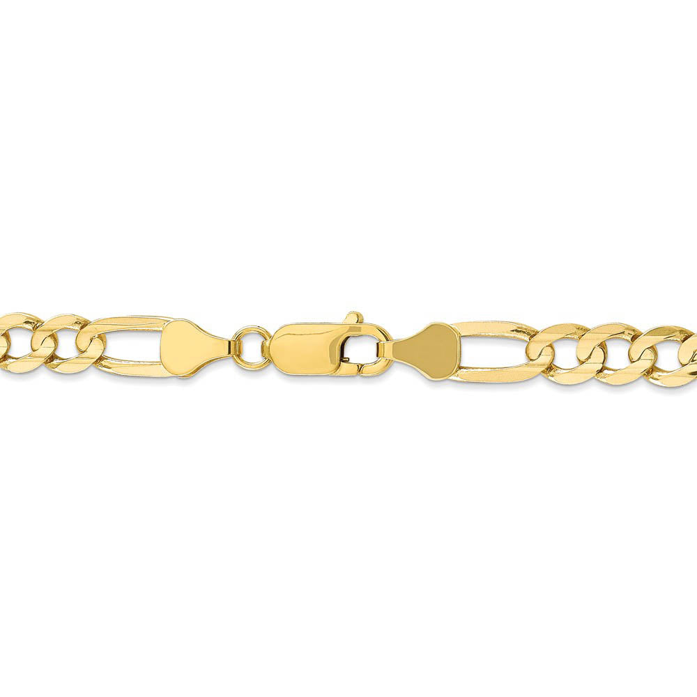 Alternate view of the Men's 6mm, 10k Yellow Gold, Concave Figaro Chain Bracelet by The Black Bow Jewelry Co.