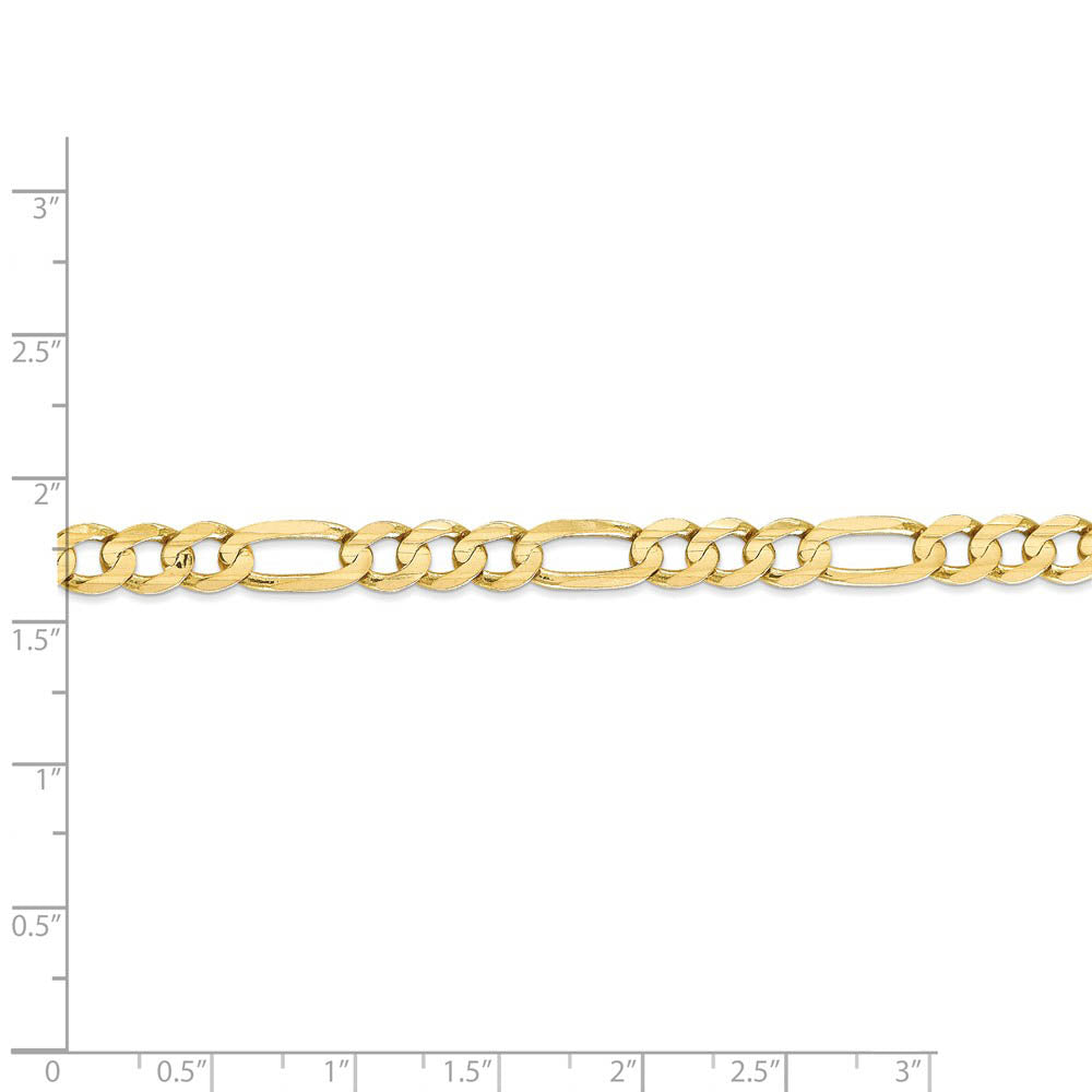 Alternate view of the Men's 6mm, 10k Yellow Gold, Concave Figaro Chain Bracelet by The Black Bow Jewelry Co.