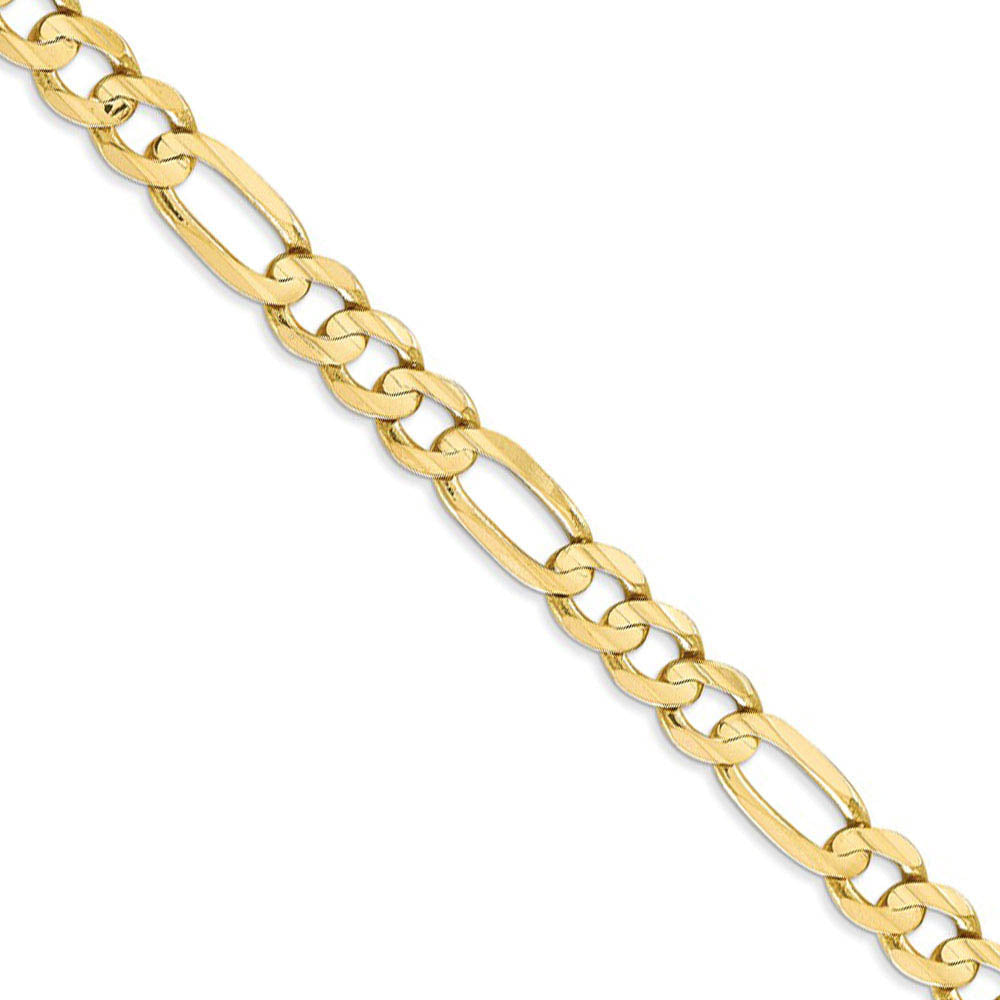 Men's 6mm, 10k Yellow Gold, Concave Figaro Chain Necklace