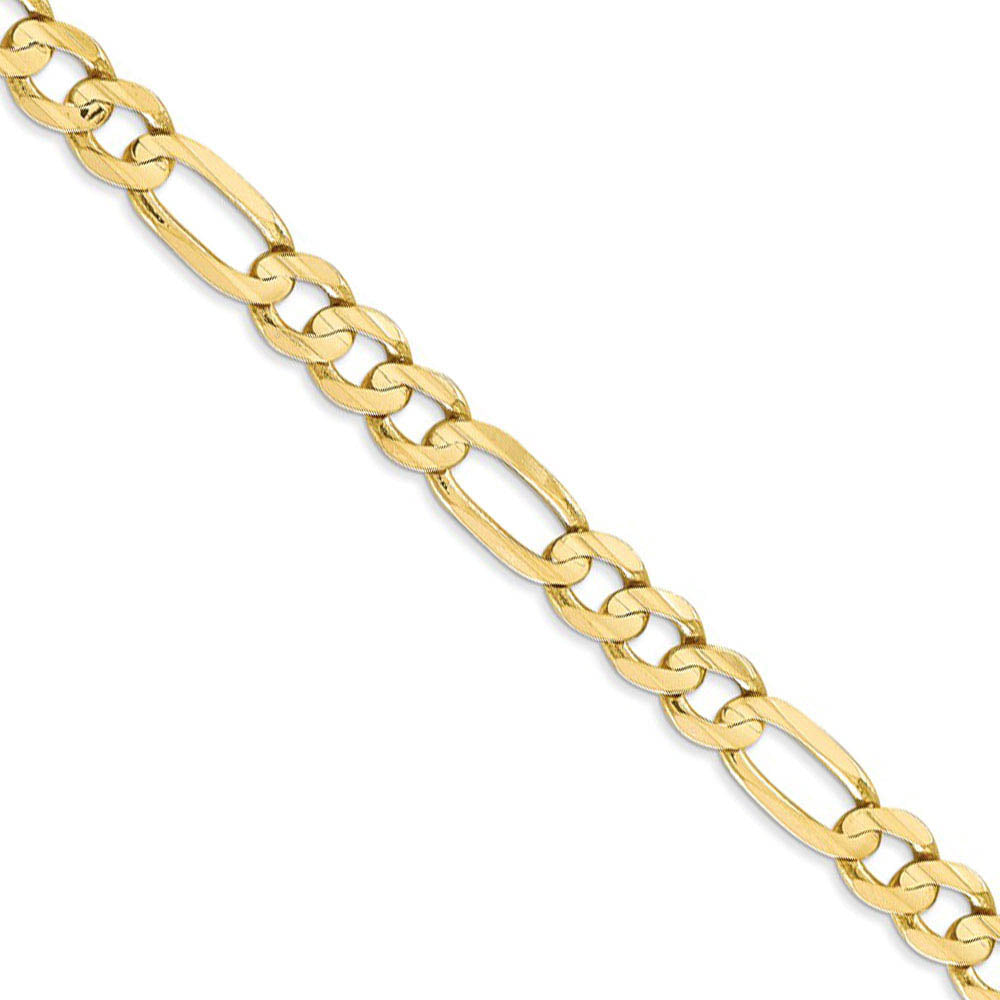 Men's 6mm, 10k Yellow Gold, Concave Figaro Chain Necklace